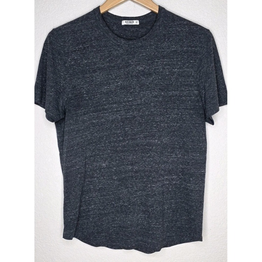 New Buck Mason Shirt Men M Heather Gray Slub Classic Tee Crewneck Curved Hem